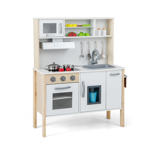 Wooden Pretend Play Kitchen Set for Toddlers-White Kids Crystal