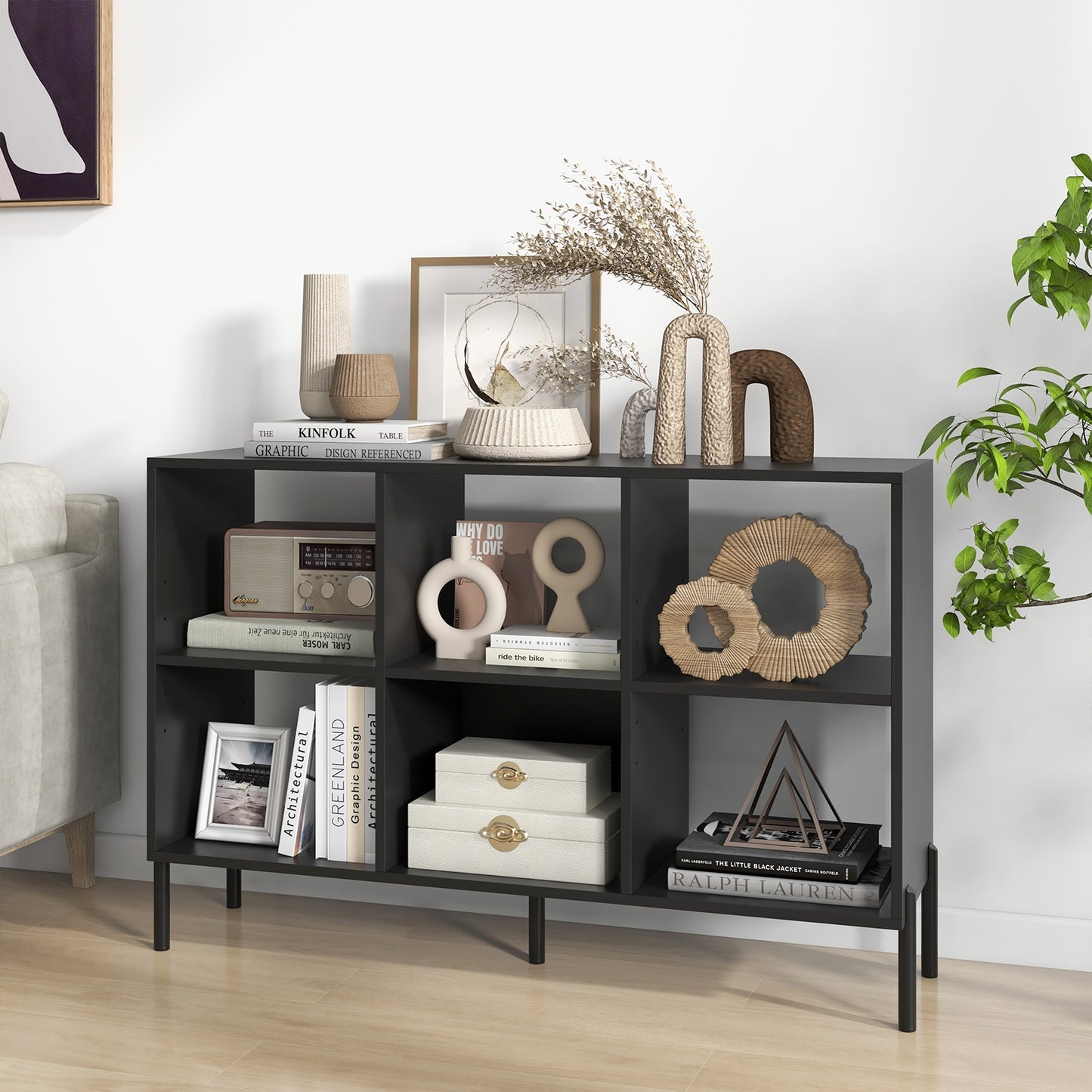 Open-Back Bookshelf with Drawer for Study-Black Kids Crystal