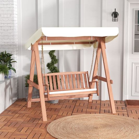 Outdoor 2-Seat Swing Bench w/ith A Frame and Sturdy Metal Hanging Chainsx Kids Crystal