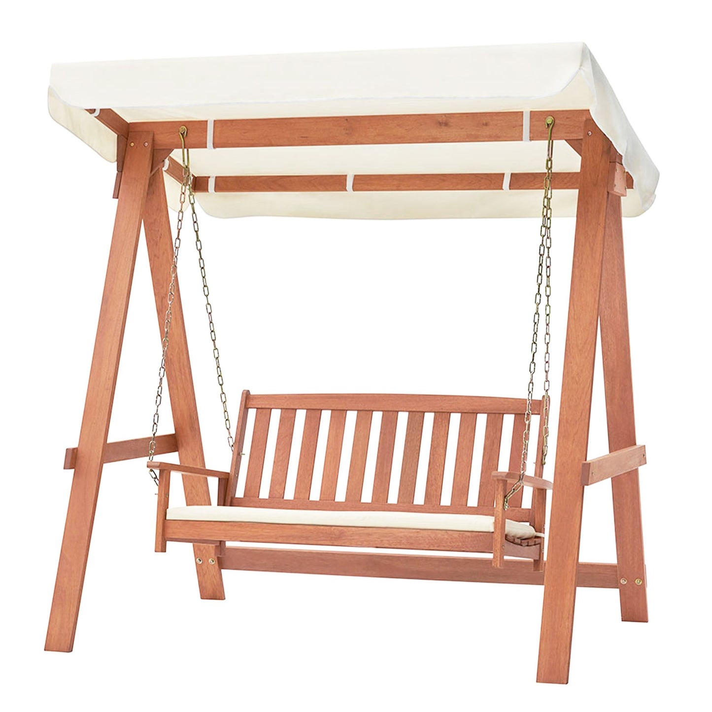 Outdoor 2-Seat Swing Bench w/ith A Frame and Sturdy Metal Hanging Chainsx Kids Crystal