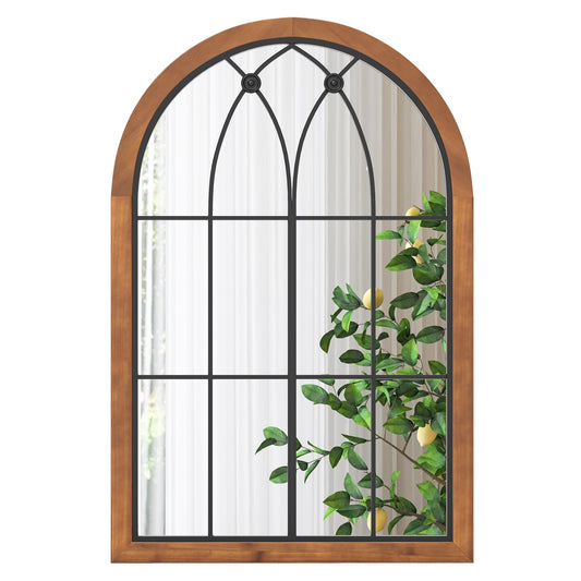 Arched Window Finished Mirror with Back Board-Natural Kids Crystal