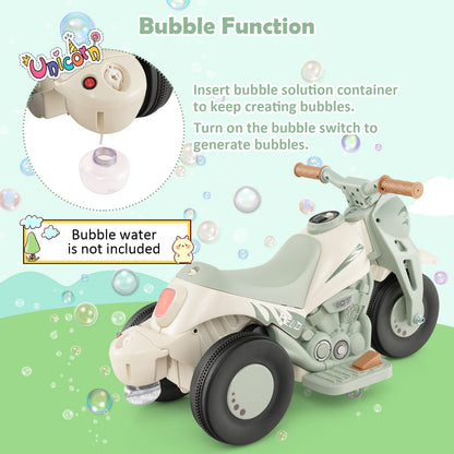 6V Kids Electric Ride on Motorcycle with Bubble Maker and Music-Beige