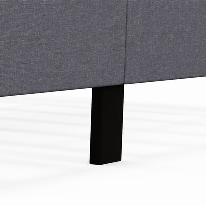 Queen Size Upholstered Platform Bed with Button Tufted Wingback Headboard-Gray