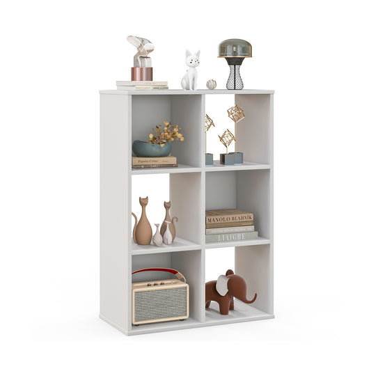 6-Cube Bookshelf 4-Tier Floor Display Shelf-White Kids Crystal