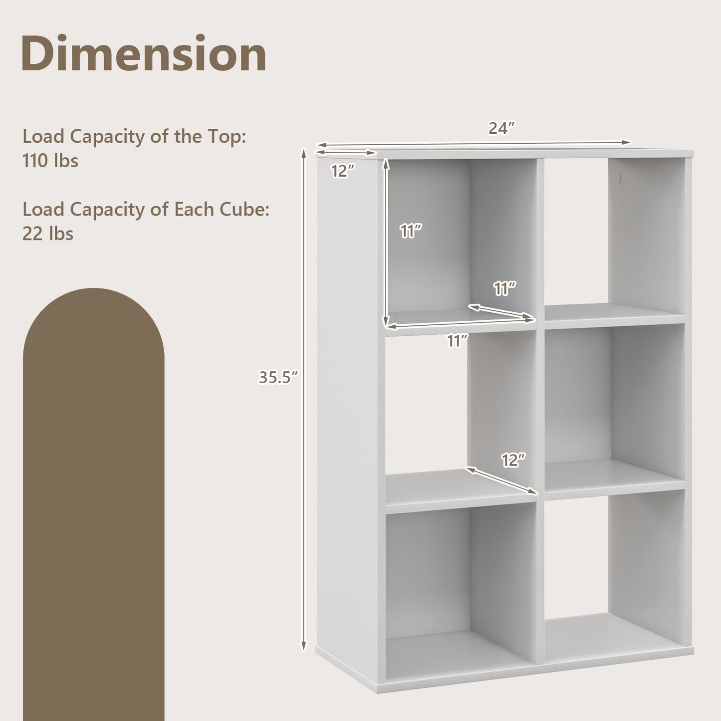 6-Cube Bookshelf 4-Tier Floor Display Shelf-White Kids Crystal