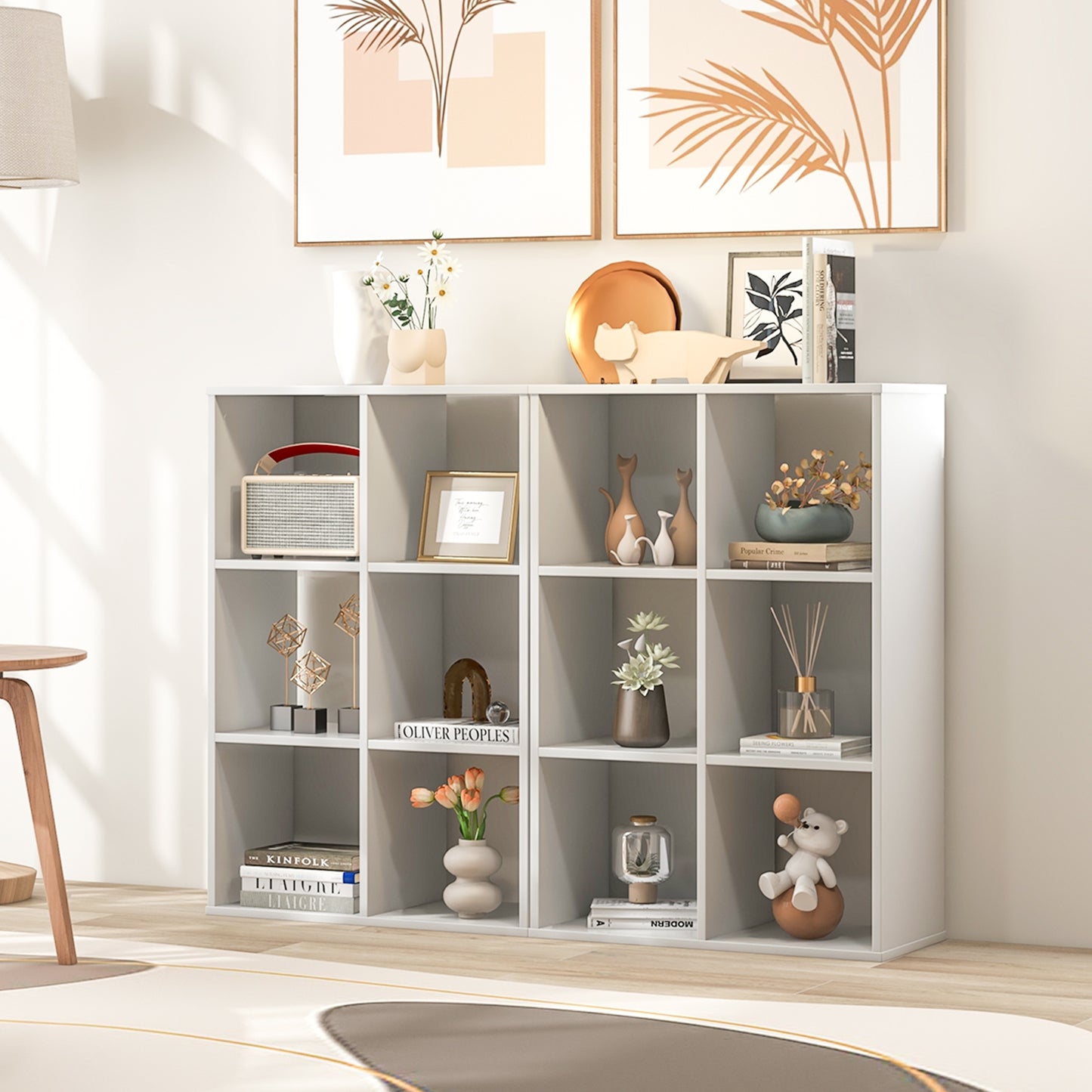 6-Cube Bookshelf 4-Tier Floor Display Shelf-White Kids Crystal