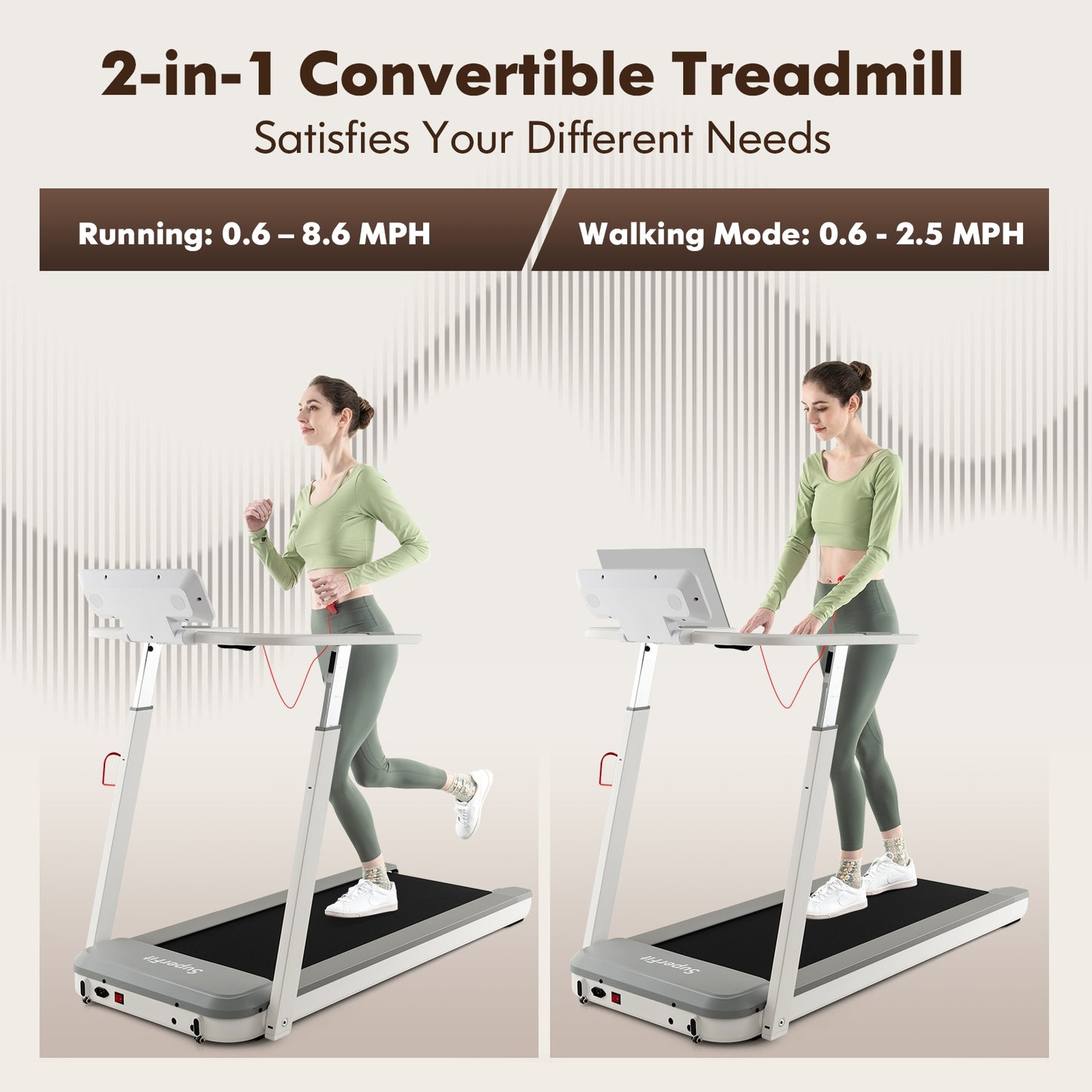 3HP Folding Treadmill with Adjustable Height and APP Control-Silver Kids Crystal