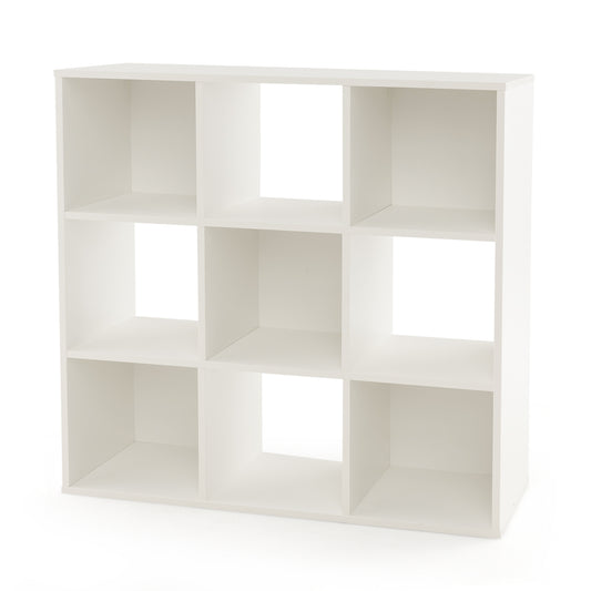 Wooden Kids Bookcase with Storage Cubbies and Anti-toppling Devices-White Kids Crystal