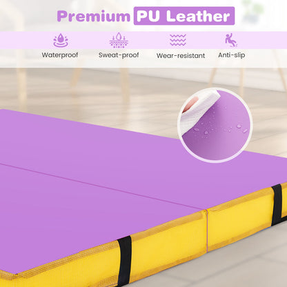 4ft x 4ft x 4in Bi-Folding Gymnastic Tumbling Mat with Handles and Cover-Purple