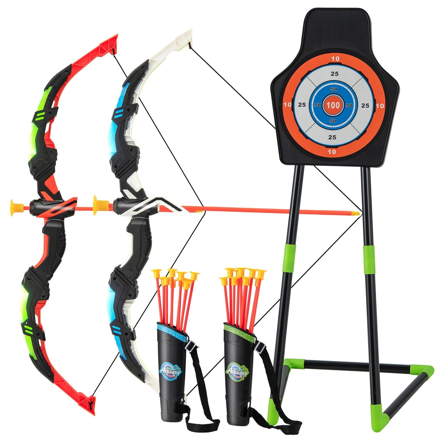 Youth Archery Bow Set with LED Light Up Bow and 20 Suction Cup Arrows for Kids Kids Crystal