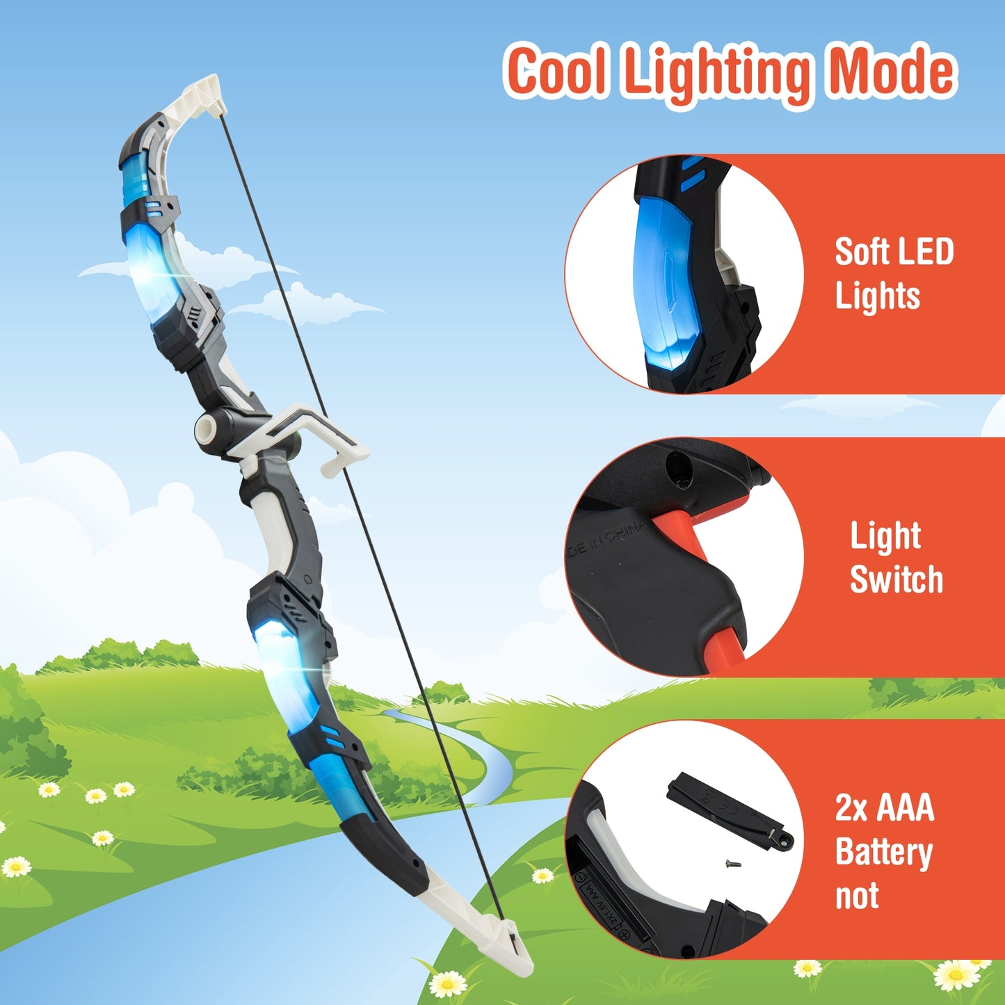 Youth Archery Bow Set with LED Light Up Bow and 20 Suction Cup Arrows for Kids Kids Crystal