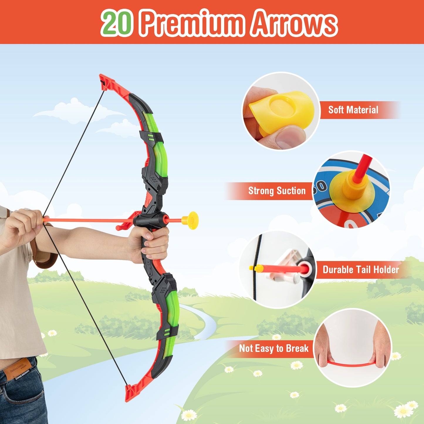 Youth Archery Bow Set with LED Light Up Bow and 20 Suction Cup Arrows for Kids Kids Crystal