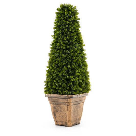 3 Feet Artificial Boxwood Topiary Tree with Cement Flowerpot-Green Kids Crystal