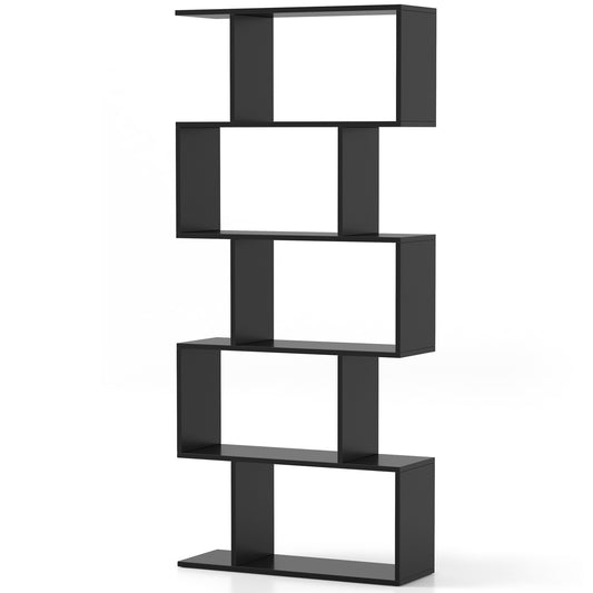 5-Tier Bookshelf with Anti-Toppling Device for Living Room Home Office-Black Kids Crystal