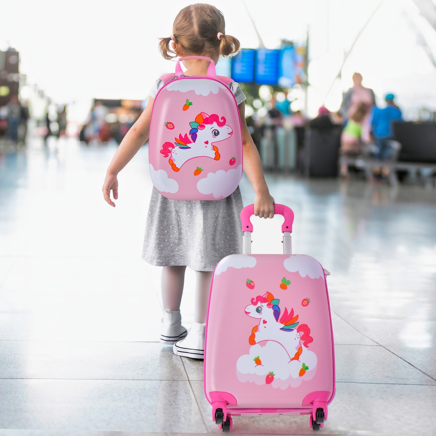 2 Pieces Kids Carry-on Luggage Set with 12 Inch Backpack-Multicolor Kids Crystal