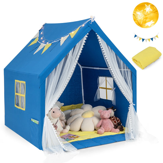 48 x 42 x 50 Inch Large Play Tent with Washable Cotton Mat Holiday Birthday Gift for Kids-Blue Kids Crystal