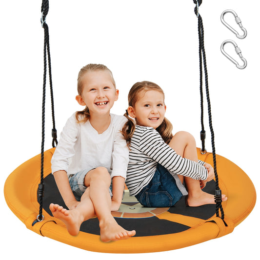 40 Inches Saucer Tree Swing Round with Adjustable Ropes and Carabiners-Yellow Kids Crystal