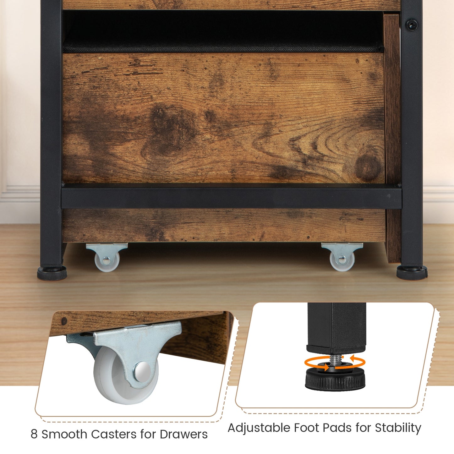 Storage Ottoman Bench with Padded Seat Cushion and 2 Drawers for Entryway-Brown Kids Crystal