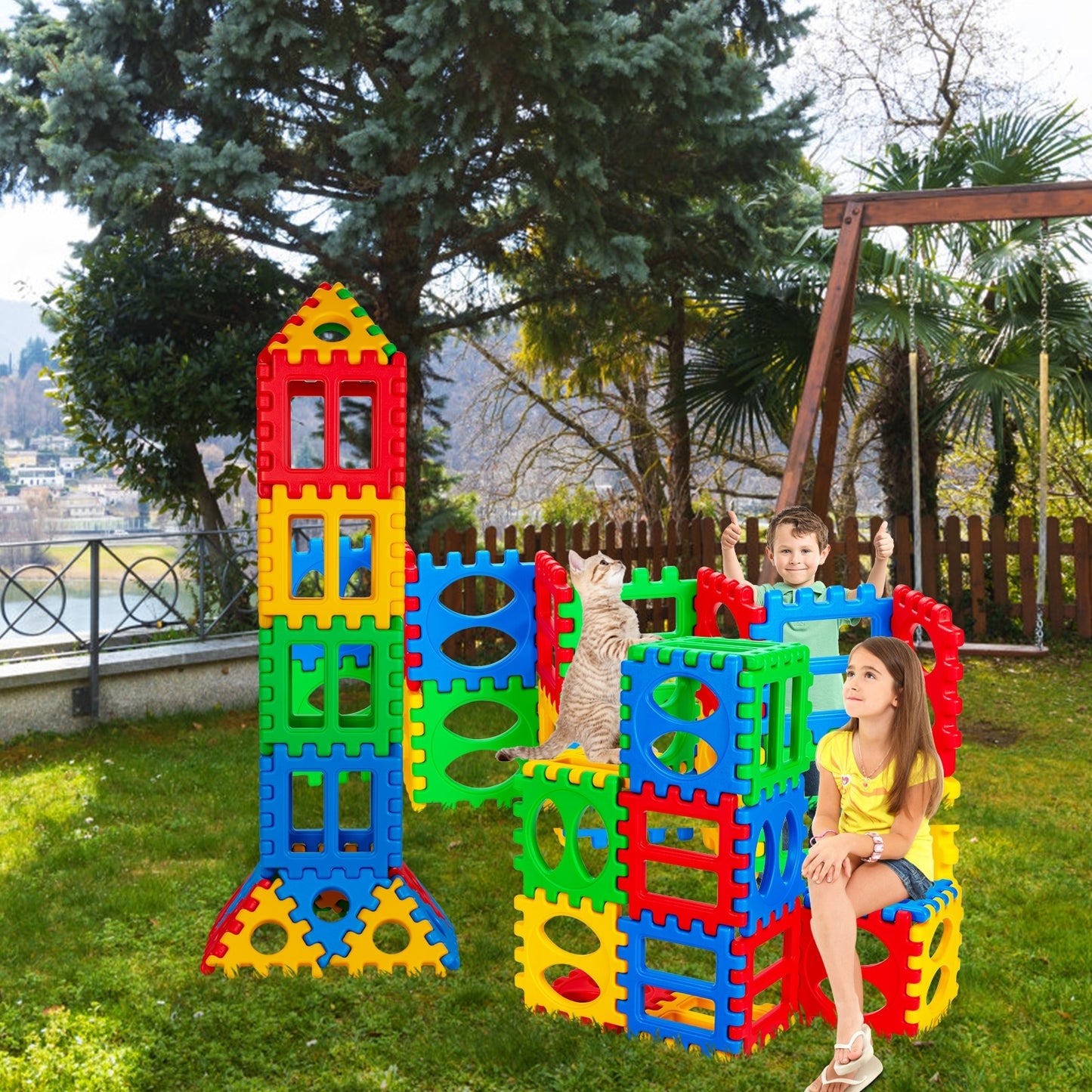 32 Pieces Big Waffle Block Set Kids Educational Stacking Building Toy Kids Crystal