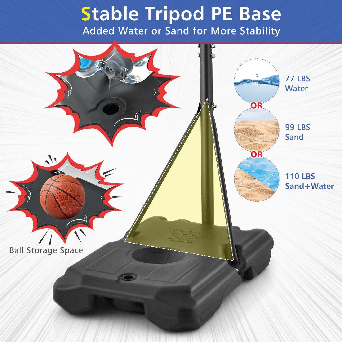 Basketball Hoop Stand 5 Feet-6.8 Feet Height Adjustable Kids Crystal