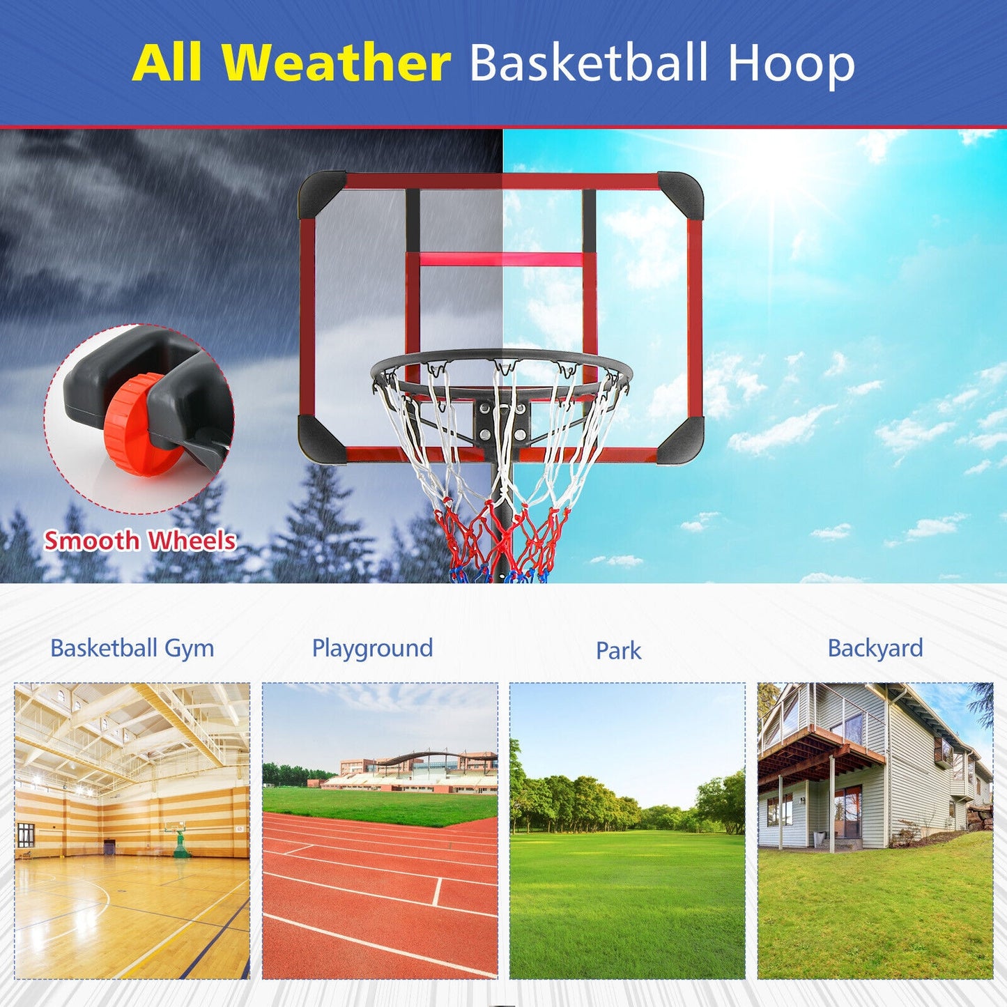 Basketball Hoop Stand 5 Feet-6.8 Feet Height Adjustable Kids Crystal