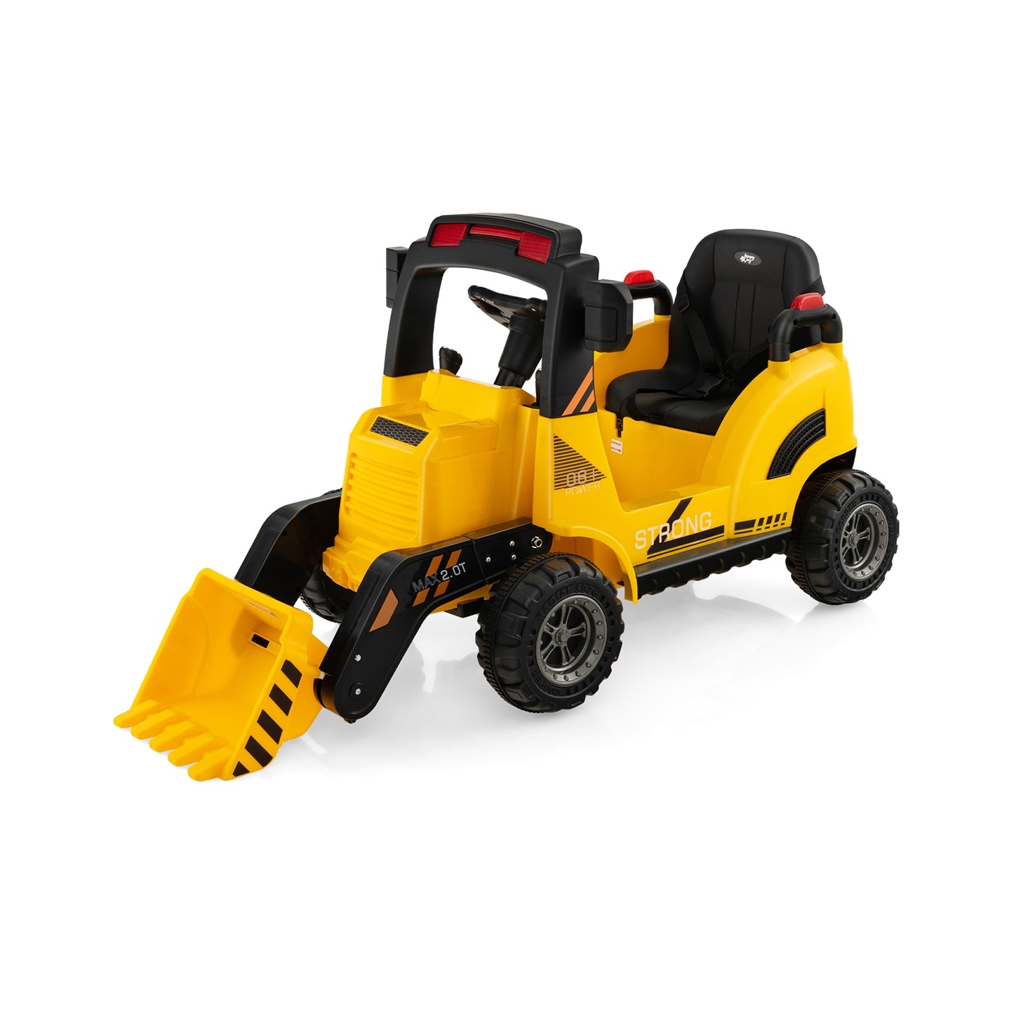 12V Kids Ride On Construction Tractor with Electric Adjustable Bucket-Yellow Kids Crystal