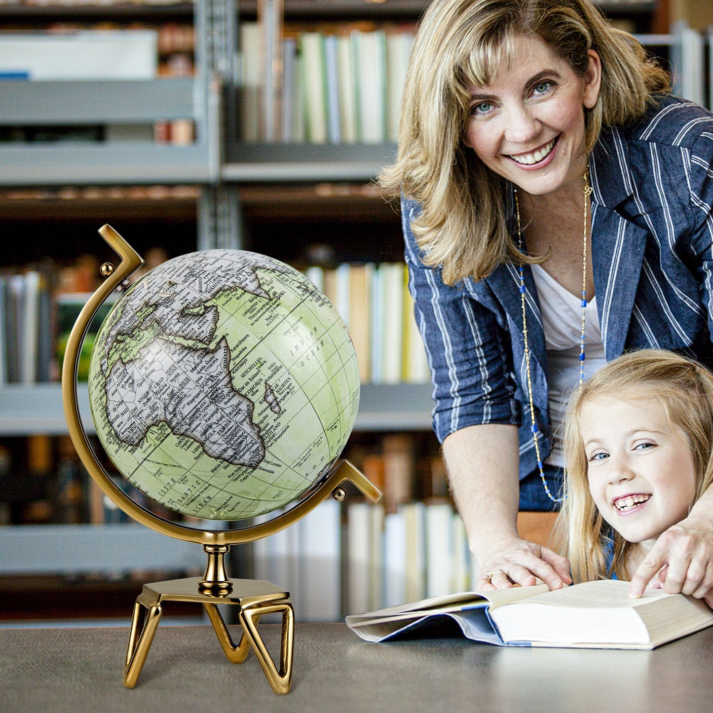 Educational Geographic 5/8/10 Inch World Globe with Triangle Metal Stand-10 inches Kids Crystal
