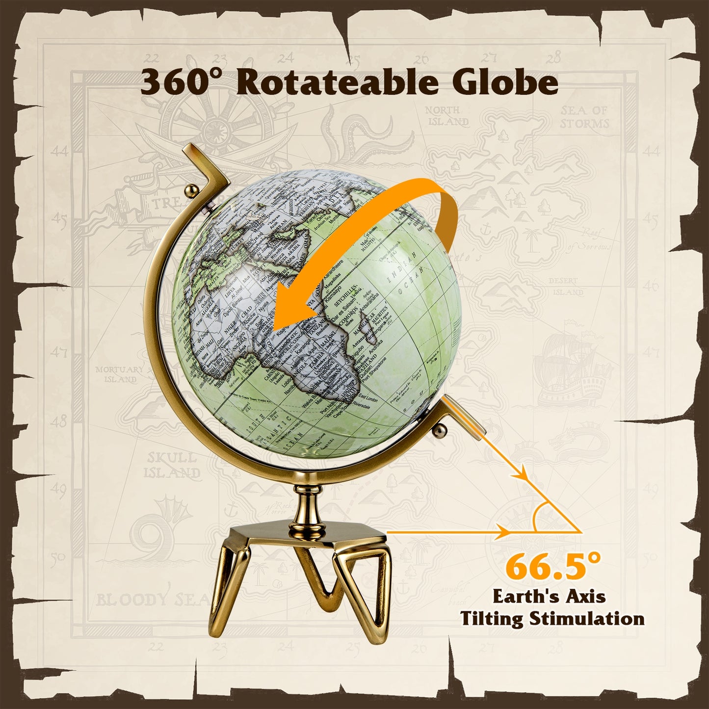 Educational Geographic 5/8/10 Inch World Globe with Triangle Metal Stand-10 inches Kids Crystal