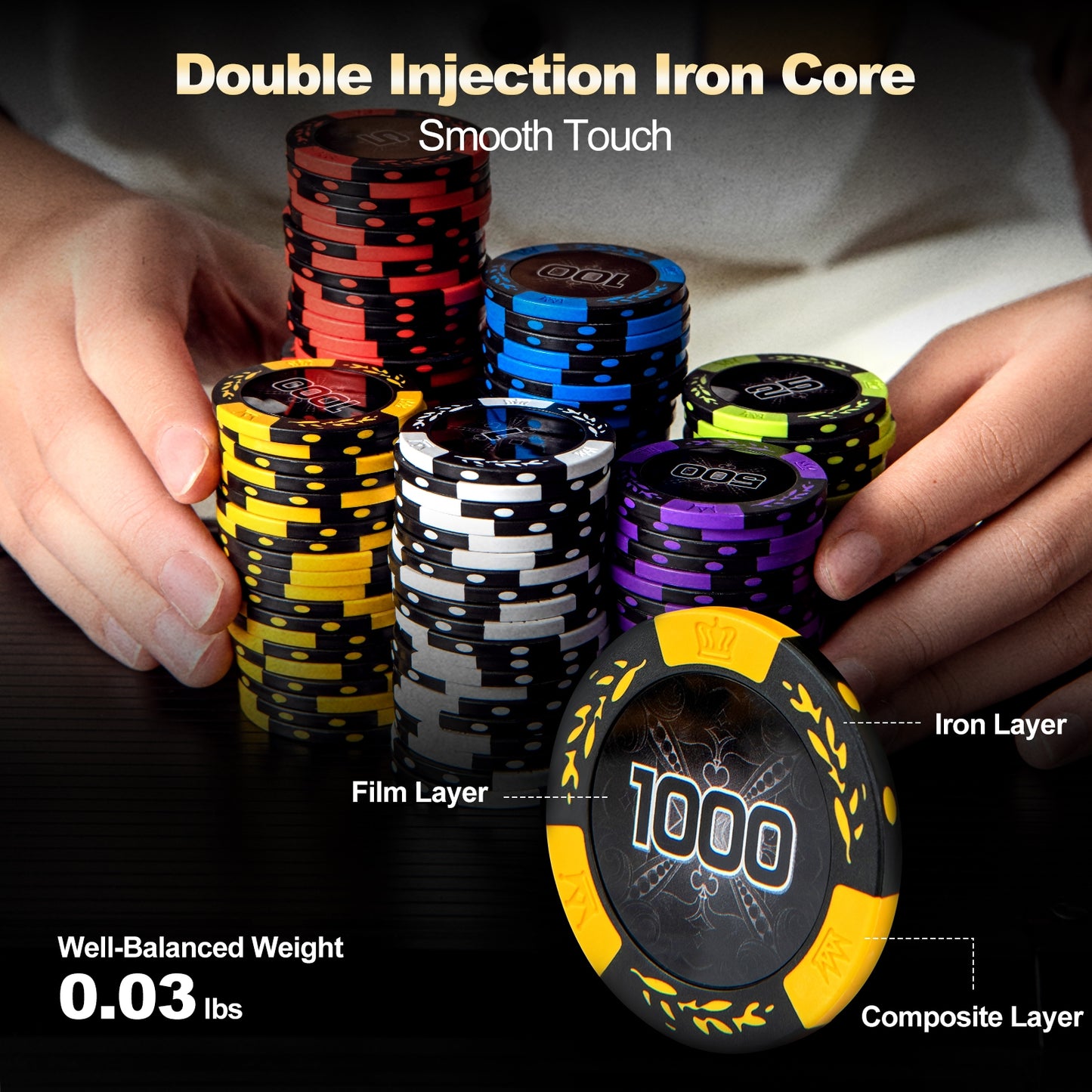 14 Gram Texas Holdem Poker Chip Set Kids Crystal