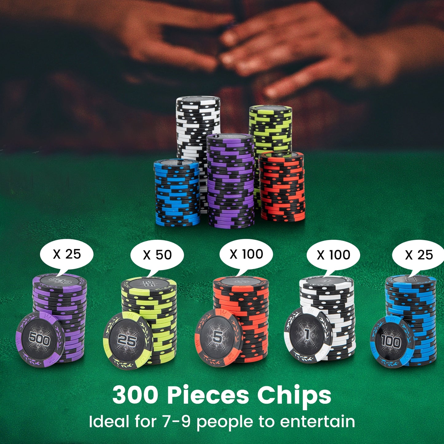 14 Gram Texas Holdem Poker Chip Set 300 Pieces Claytec Chips Kids Crystal