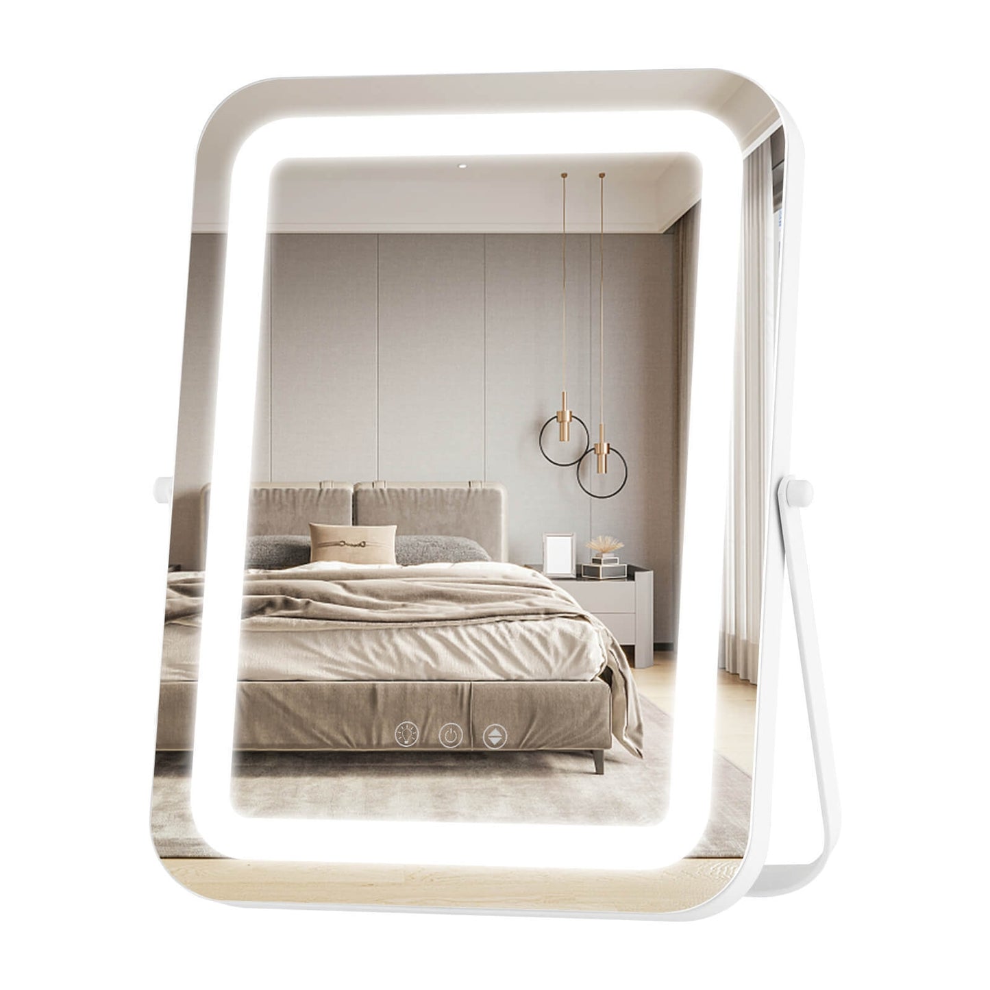 16 x 12 Inch Rectangular Vanity Makeup Mirror with 3 Color Dimmable Lighting-White Kids Crystal