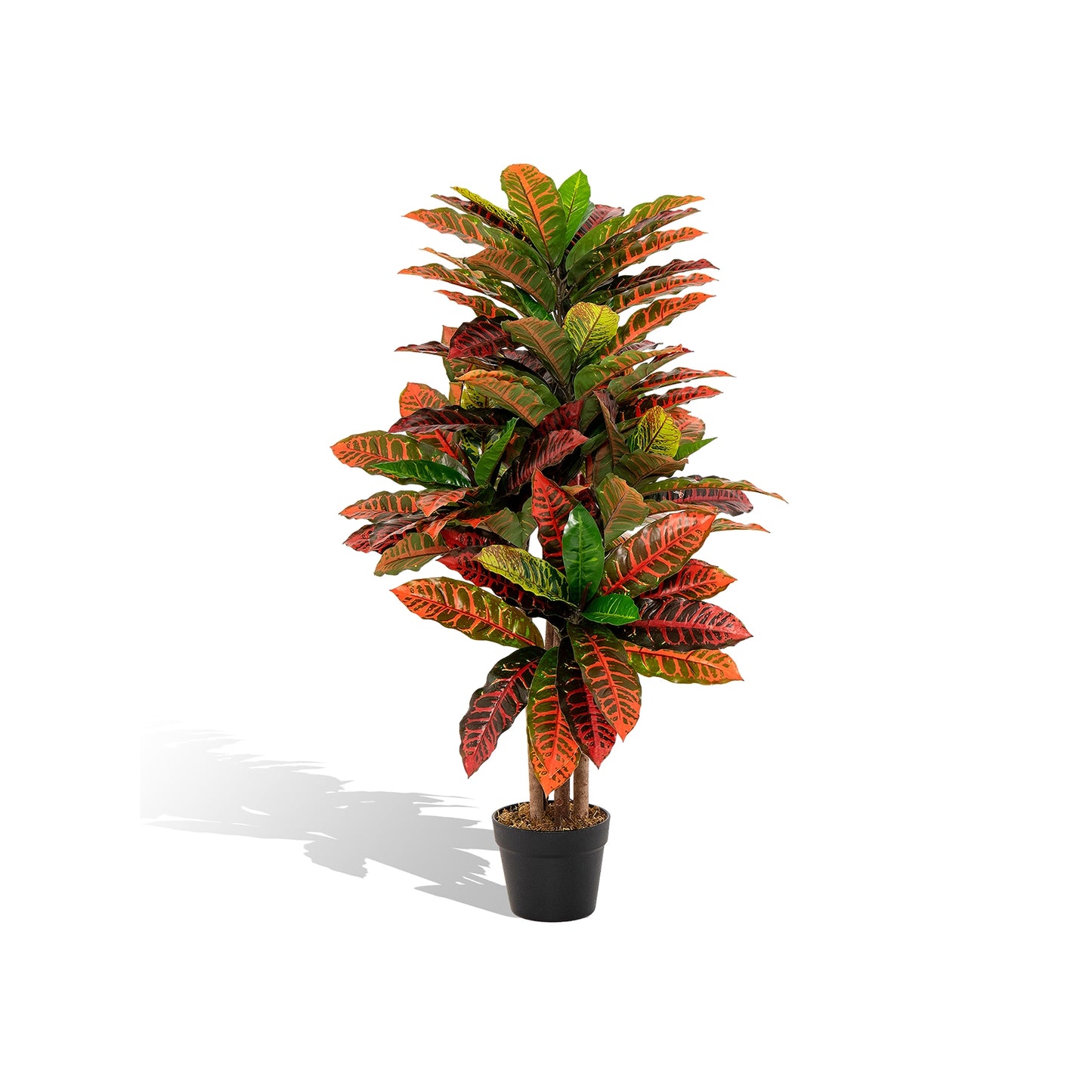 Artificial Croton Plant 40 Inch Tall Fake Croton Palm Tree with Colorful Variegated Leaves and Pot Kids Crystal