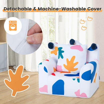 High-density Padding Kids Sofa with Armrest and Extra Pilow-Multicolor