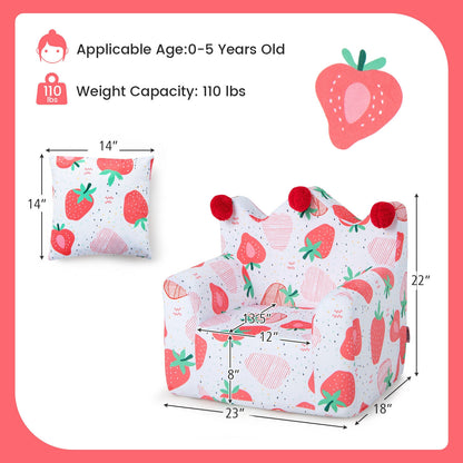 High-density Padding Kids Sofa with Armrest and Extra Pilow-Pink