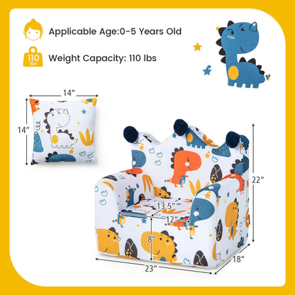 High-density Padding Kids Sofa with Armrest and Extra Pilow-Blue