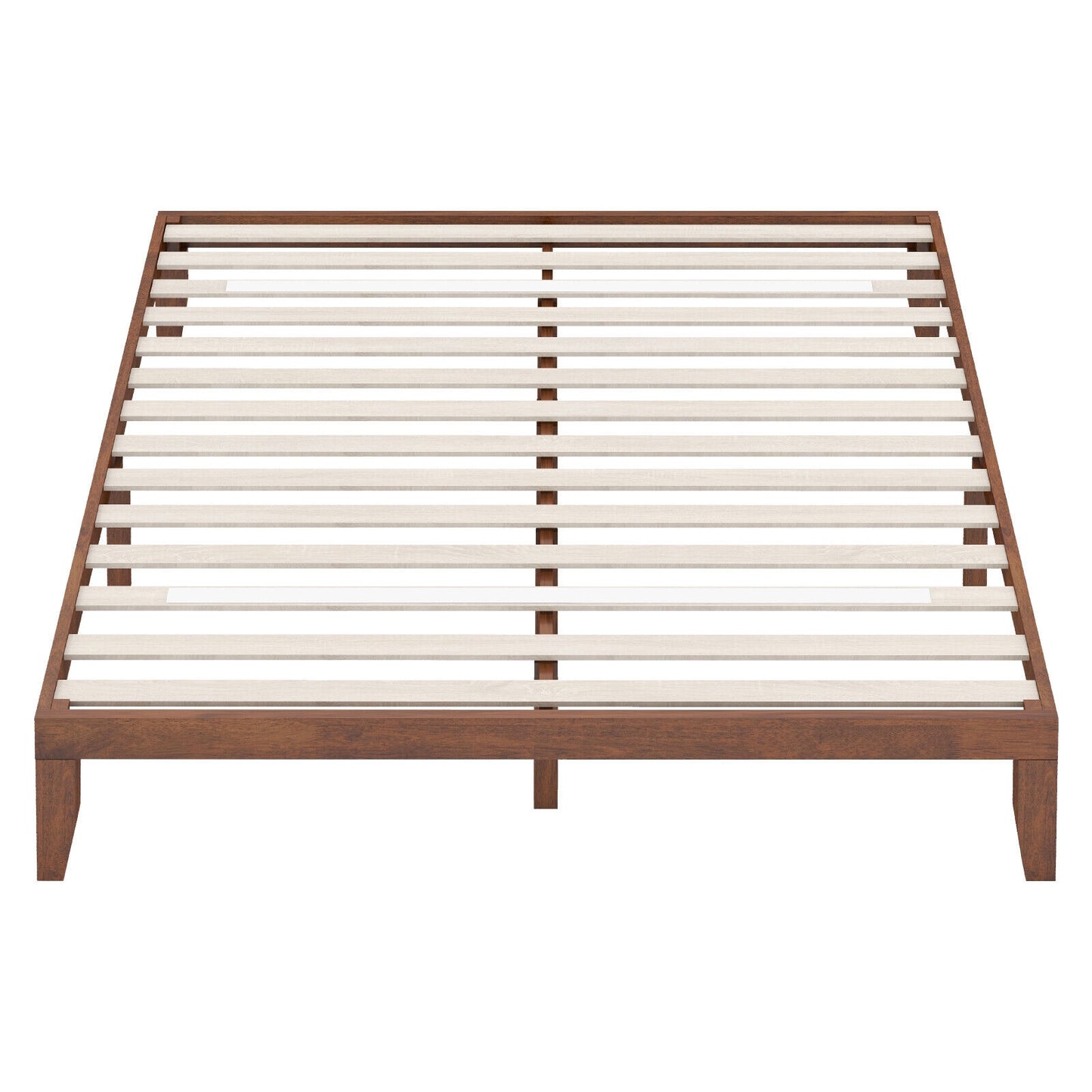 14 Inch King Size Rubber Wood Platform Bed Frame with Wood Slat Support-Walnut Kids Crystal