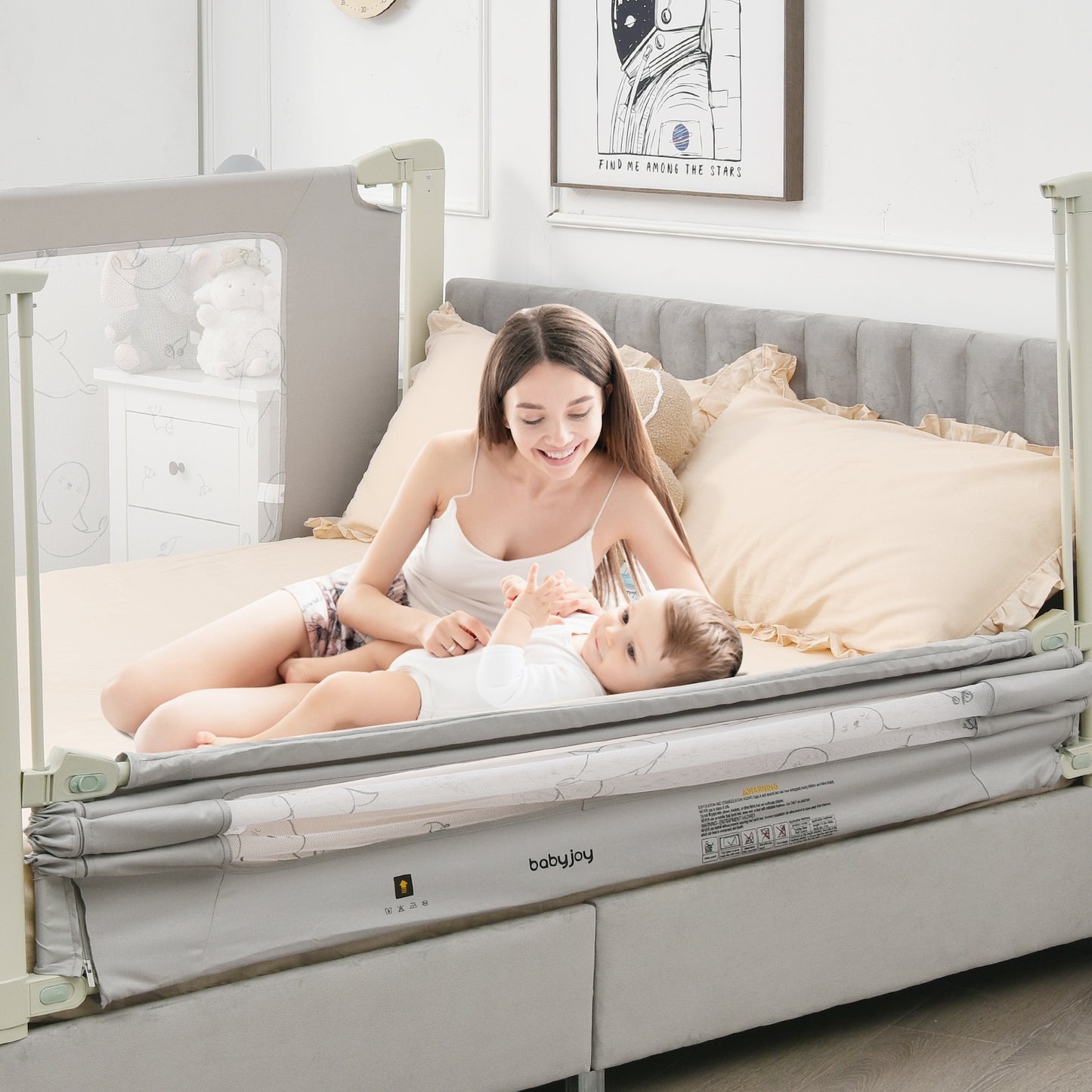 Bed Rail Guard for Toddlers Kid with Adjustable Height and Safety Lock-79 inch Kids Crystal