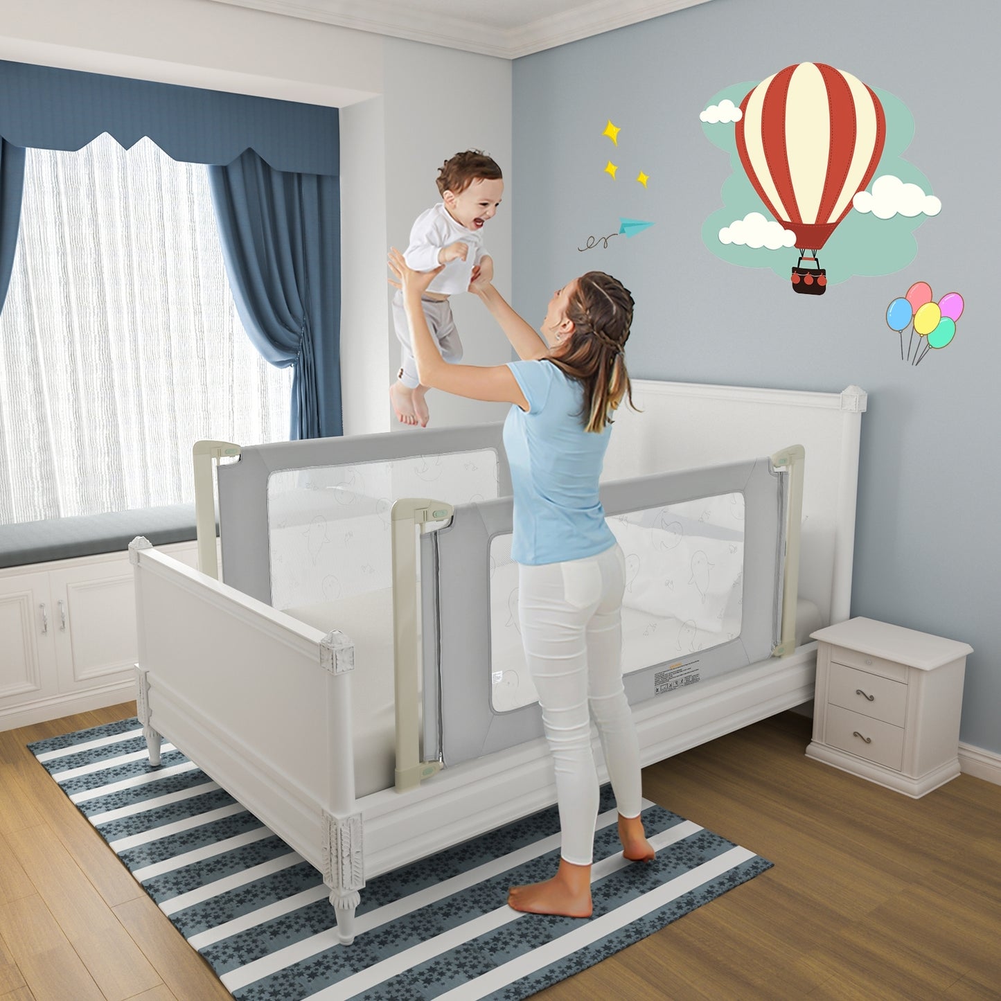 Bed Rail Guard for Toddlers Kid with Adjustable Height and Safety Lock-70 inch Kids Crystal