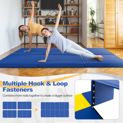 6 x 2 FT Tri-Fold Gym Mat with Handles and Removable Zippered Cover-Dark Blue