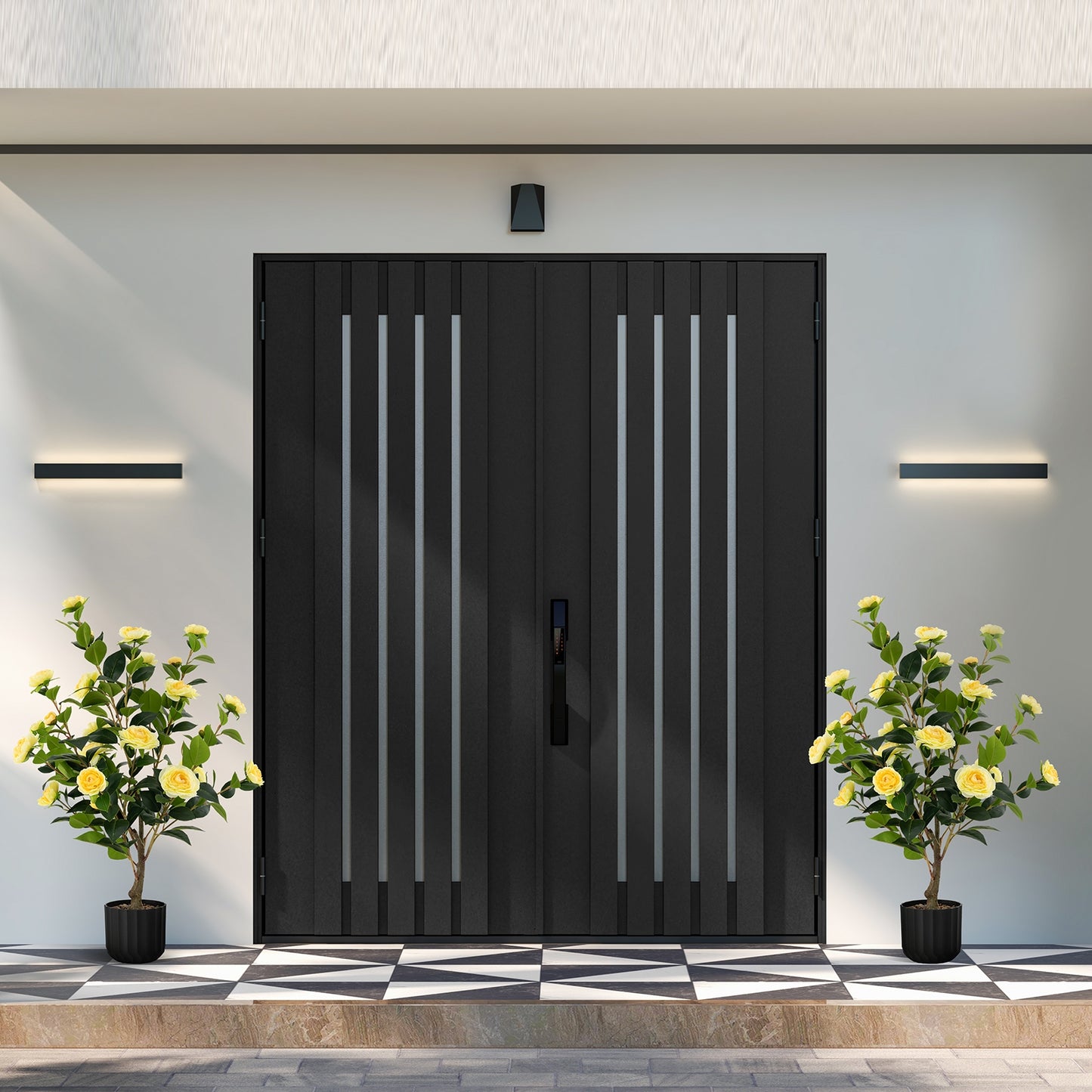 38 Inch Artificial Camellia Tree Faux Flower Plant in Cement Pot-Yellow Kids Crystal