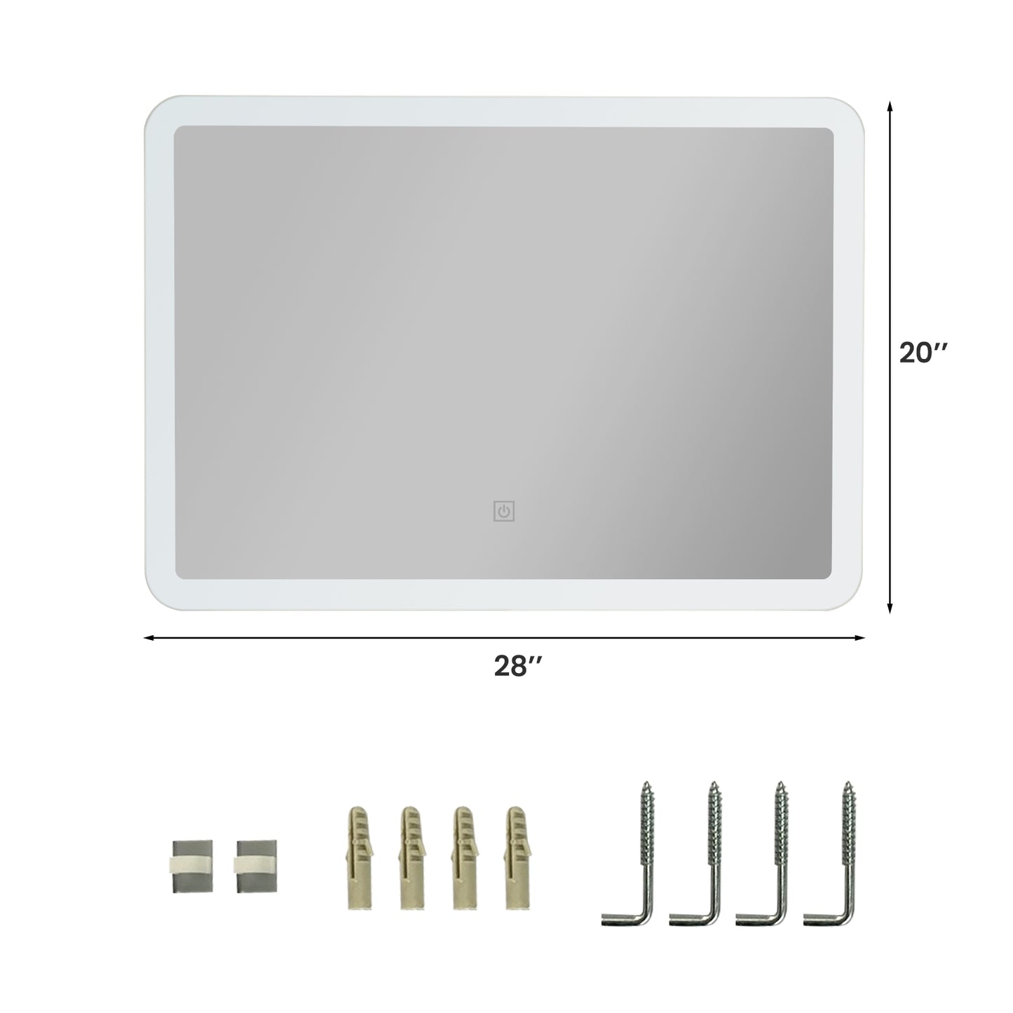 LED Wall-mounted Bathroom Rounded Arc Corner Mirror with Touch Kids Crystal