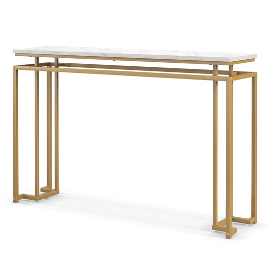 Modern Entryway Table with Gold Heavy-duty Metal Frame and Anti-toppling Kit for Living Room Kids Crystal