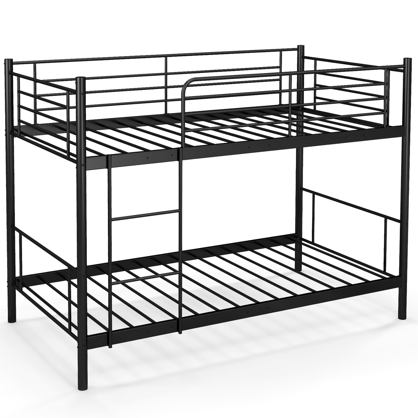 Metal Bunk Bed with Ladder and Full-length Guardrails-Black Kids Crystal