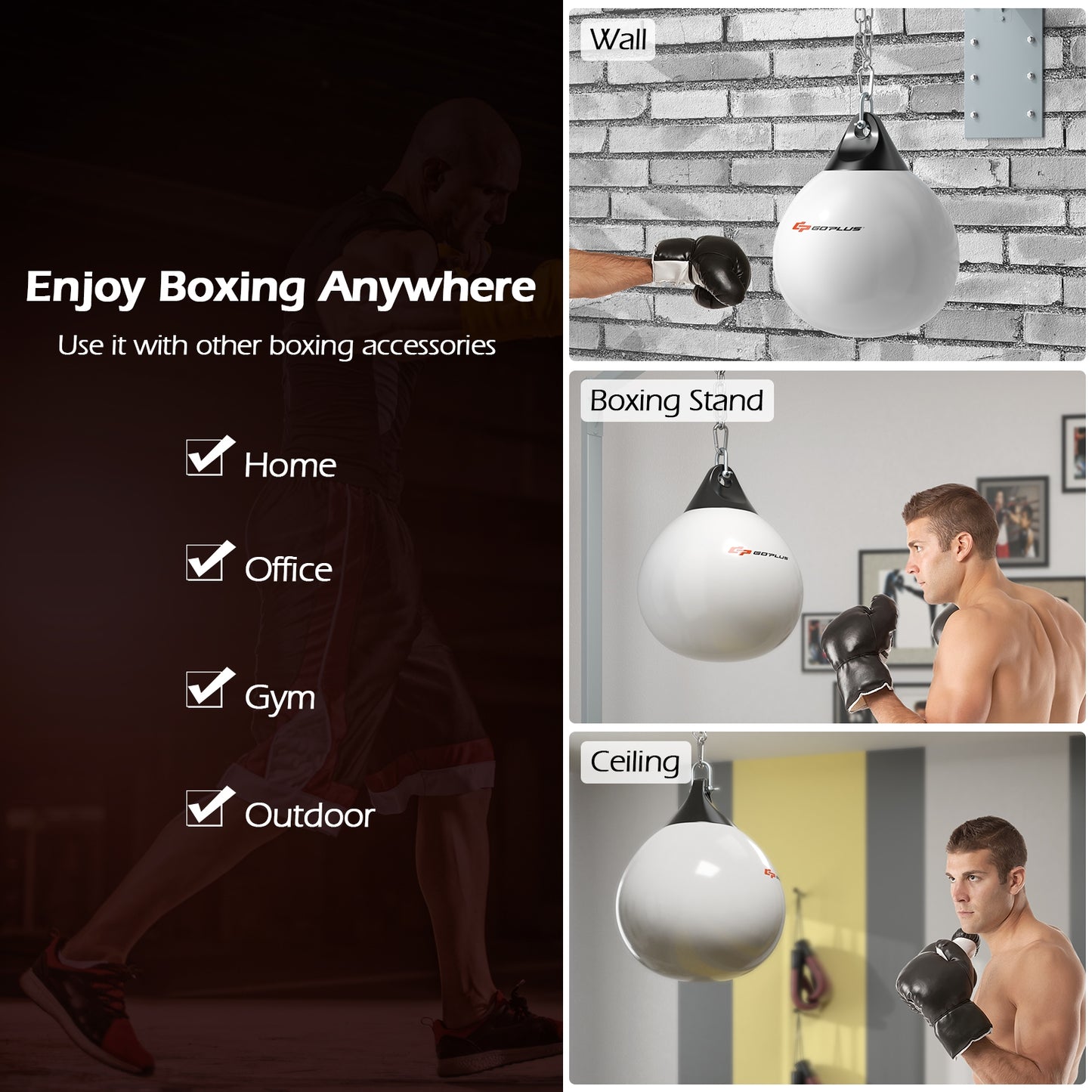 21 Inch Water Punching Bag with Adjustable Metal Chain-White Kids Crystal