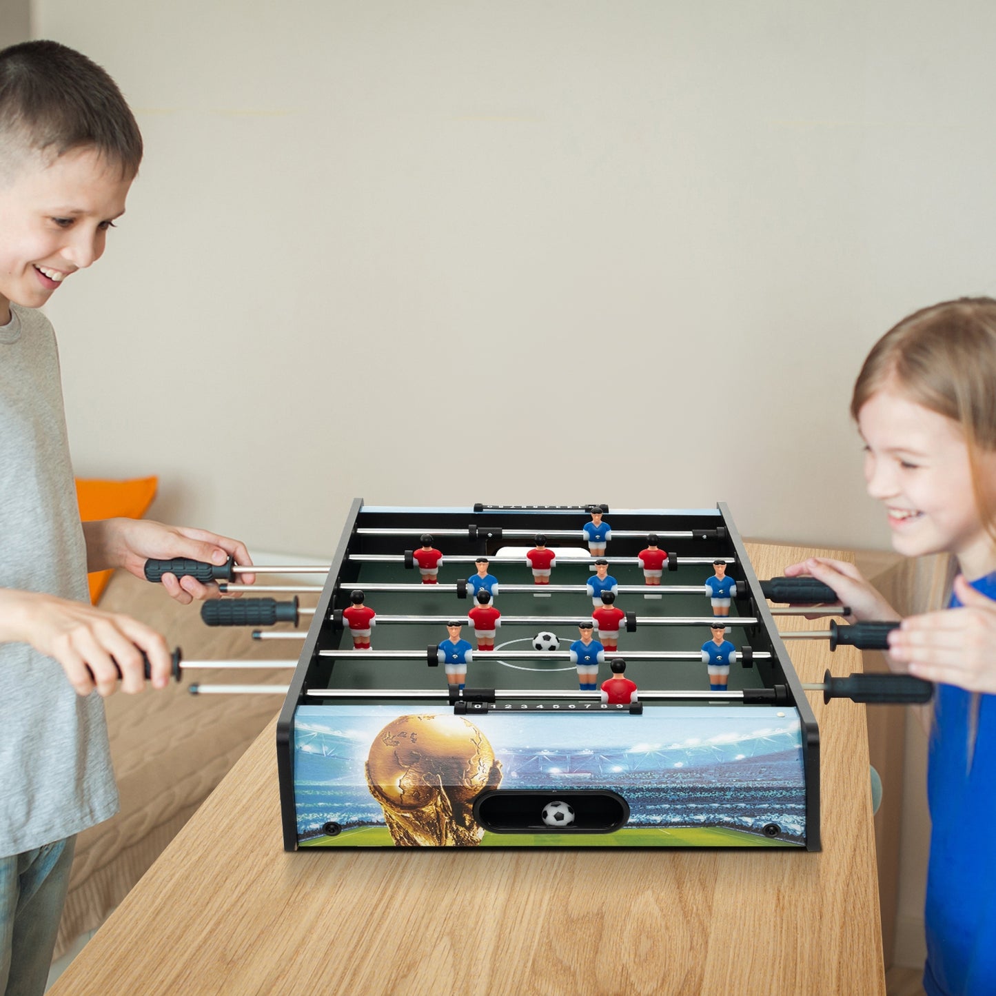 37 Inch Mini Foosball Table with Score Keeper and Removable Legs Kids Crystal