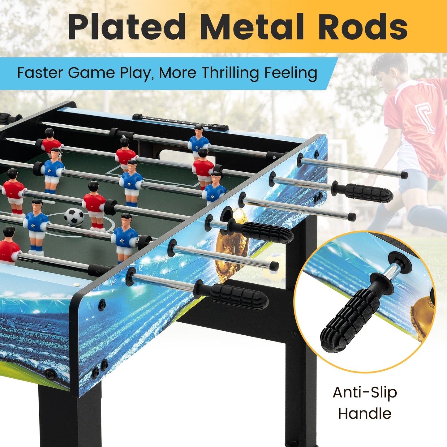 37 Inch Mini Foosball Table with Score Keeper and Removable Legs Kids Crystal