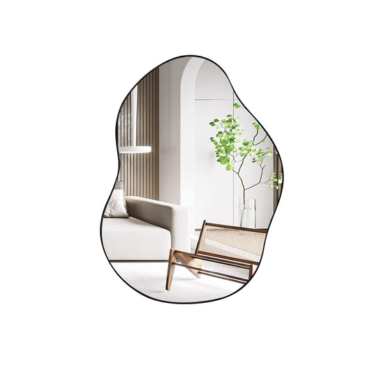 22 Inch x 30.5 Inch Irregular Wall Mounted Mirror with Premium Back Board-Black Kids Crystal