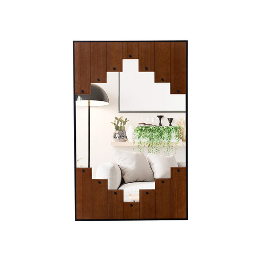 37.5 Inch x 26.5 Inch Decorative Rectangle Wall Mirror with Piano Key-Shaped Frame-Black Kids Crystal