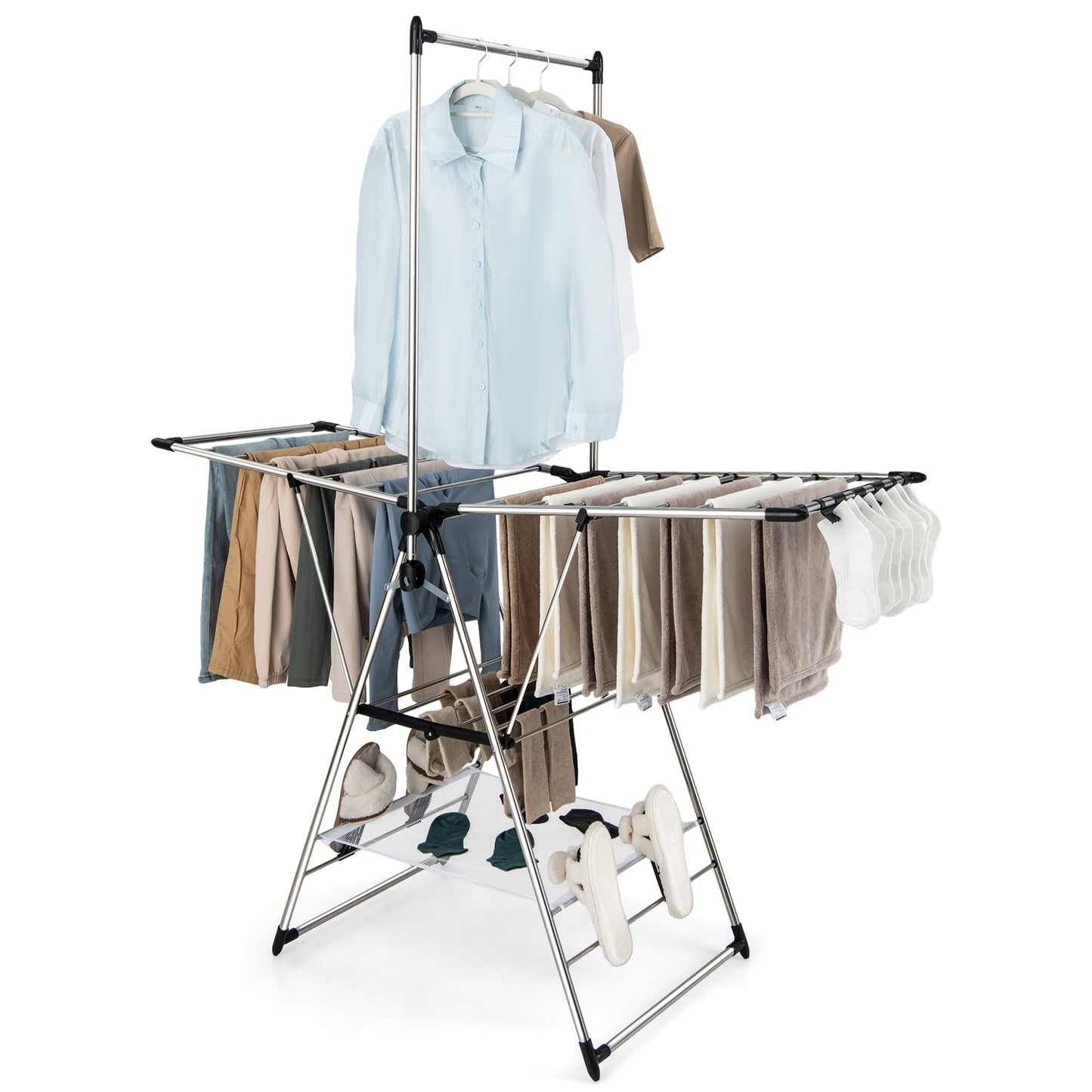 Clothes Drying Rack with 6-Level Adjustable Height Kids Crystal