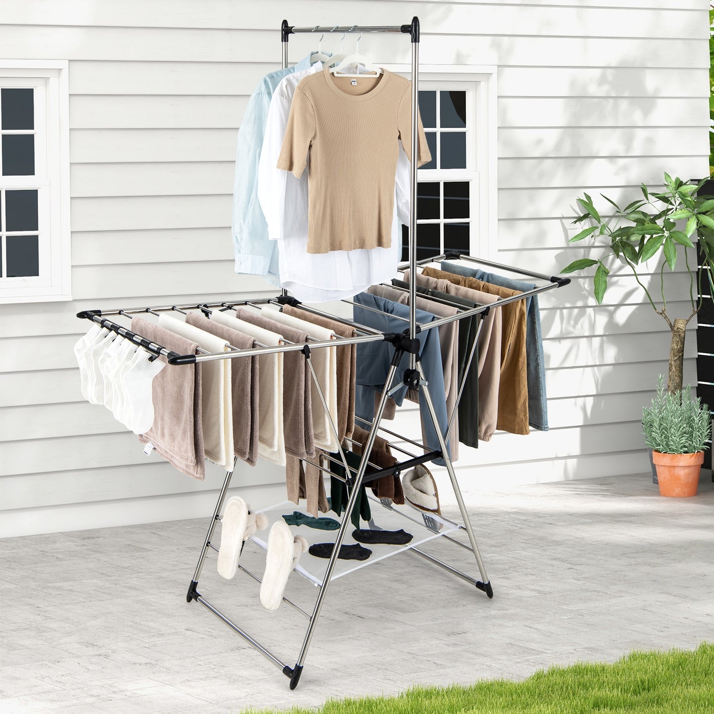 Clothes Drying Rack with 6-Level Adjustable Height Kids Crystal